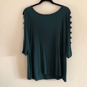 French Laundry Emerald Cutout Looped Sleeves Top